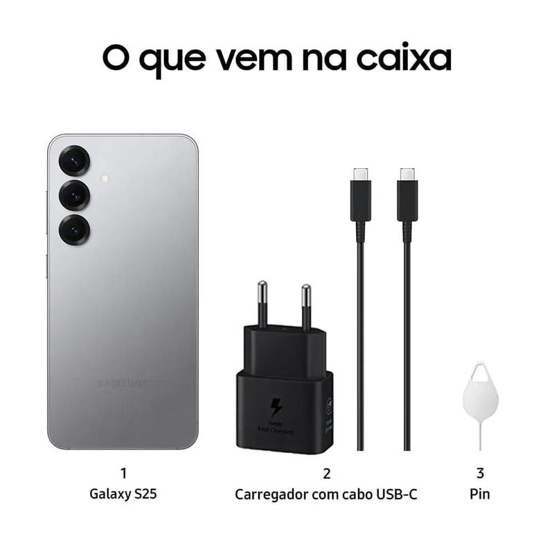Celular Samsung Galaxy S25 5G, 256GB, 12GB RAM, Câmera Tripla de